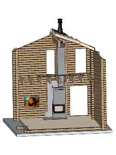 Проект углового камина для деревянного дома